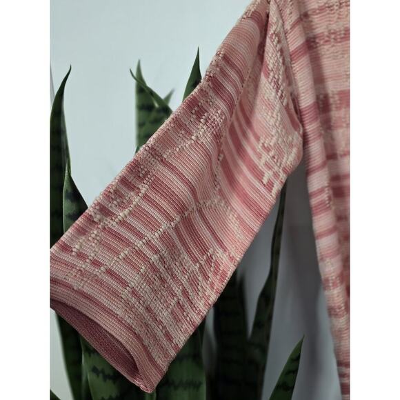 Chico’s Shades Of Pink Stripe Floral Embroidered Striped Jacquard Cardigan Small - Picture 8 of 8